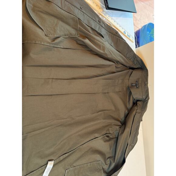 Eileen Fisher Coated Cotton Zip Jacket Olive Taupe M - Picture 5 of 5